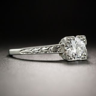 Platinum .65 Carat Solitaire Diamond Art Deco Engagement Ring - GIA D VS2 