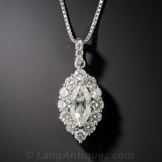 Platinum .71 Carat  Marquise Diamond Drop - GIA E SI1