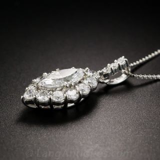 Platinum .71 Carat  Marquise Diamond Drop - GIA E SI1