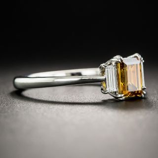 Platinum .75 Natural Fancy Deep Brownish Yellowish Orange Emerald-Cut Diamond Ring - GIA