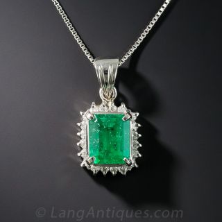 Platinum .90 Carat Emerald and Diamond Drop