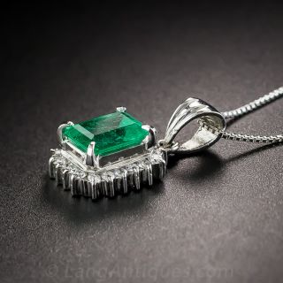 Platinum .90 Carat Emerald and Diamond Drop