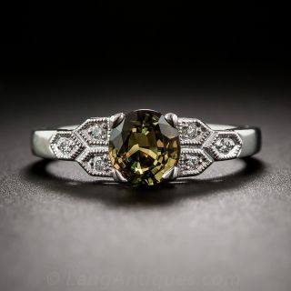 Platinum Alexandrite and Diamond Ring