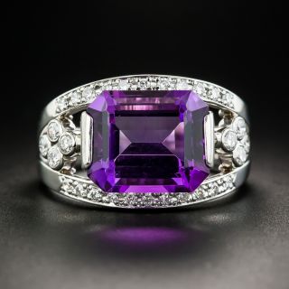 Platinum Amethyst Diamond Ring