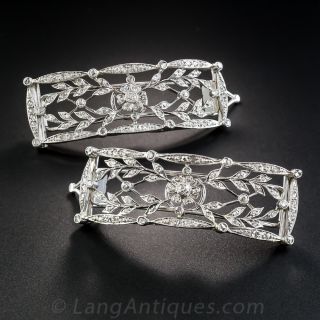 Platinum and 14k White Gold Edwardian Diamond Hair Barrette