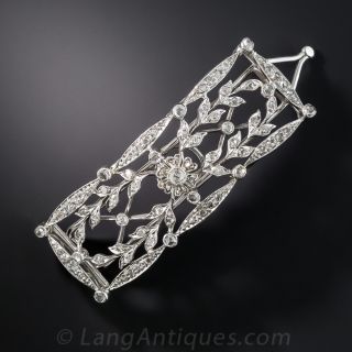 Platinum and 14k White Gold Edwardian Diamond Hair Barrette - 2