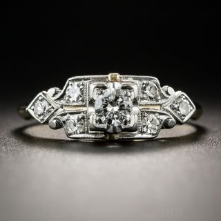 Platinum and 14K Yellow Gold Vintage Diamond Engagement Ring