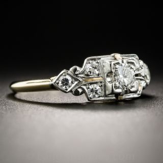 Platinum and 14K Yellow Gold Vintage Diamond Engagement Ring