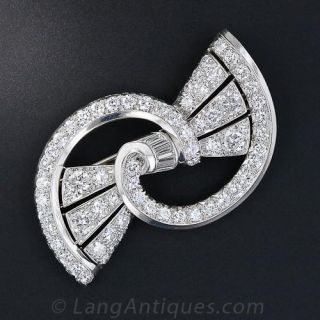 Platinum and Diamond Art Deco Bow Brooch