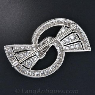 Platinum and Diamond Art Deco Bow Brooch