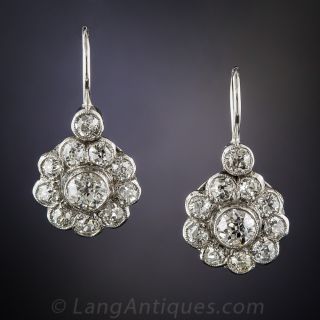 Platinum and Diamond Art Deco Circle Drops
