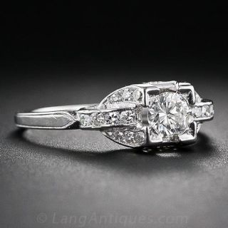 Platinum and Diamond Art Deco Engagement Ring