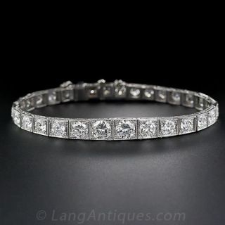 Platinum and Diamond Art Deco Graduated Line Bracelet