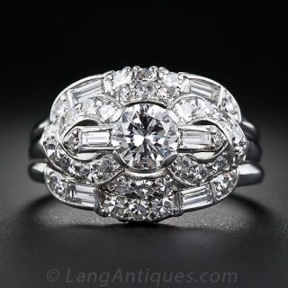 Platinum and Diamond Art Deco Wedding Set/Ring