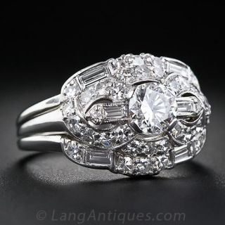 Platinum and Diamond Art Deco Wedding Set/Ring