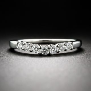 Platinum and Diamond Curved Diamond Wedding Band