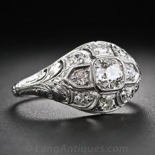 Platinum and Diamond Edwardian/Early-Art Deco Engagement Ring