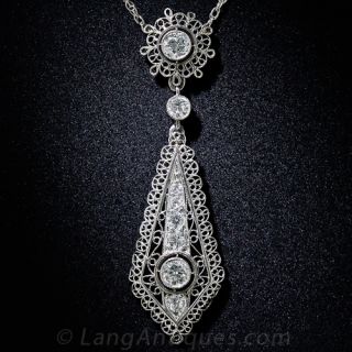 Platinum and Diamond Edwardian Lavalier Necklace