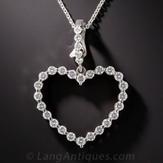 Platinum and Diamond Heart Pendant
