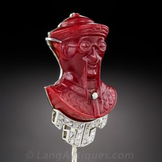 Platinum and Diamond Jabot Pin by Polak-Ainé, Paris