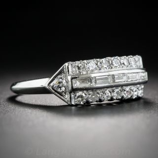 Platinum and Diamond Mid-Century Band Ring