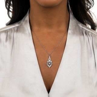 Edwardian Style Diamond Pendant Necklace