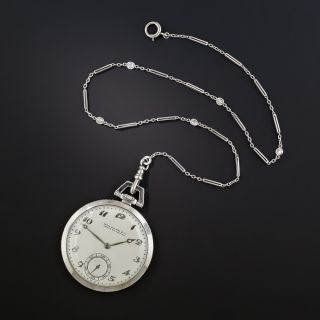 Platinum and Diamond Patek Philippe Pocket Watch  with Platinum and Diamond Watch Chain - 1