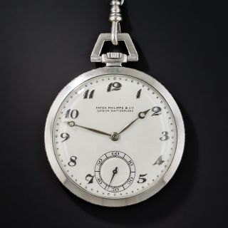 Platinum and Diamond Patek Philippe Pocket Watch  with Platinum and Diamond Watch Chain