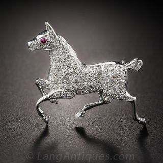 Platinum and Diamond Prancing Horse Pin