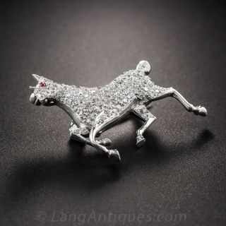 Platinum and Diamond Prancing Horse Pin