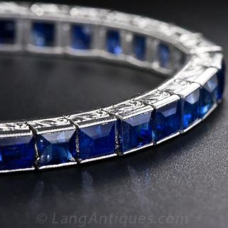 Platinum and Sapphire Line Bracelet