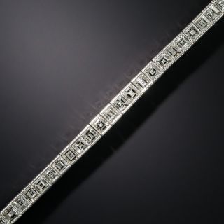 Platinum and Square-Cut Diamond Line Bracelet - 9.00 Carats - 2