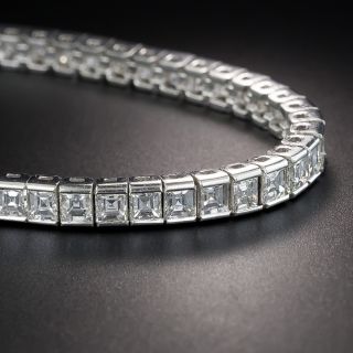 Platinum and Square-Cut Diamond Line Bracelet - 9.00 Carats