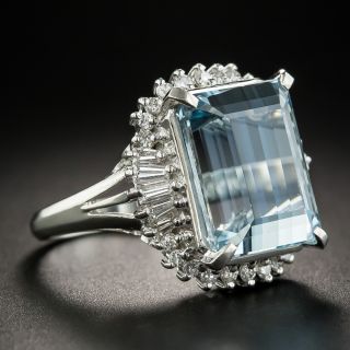 Platinum Aquamarine and Diamond Cocktail Ring