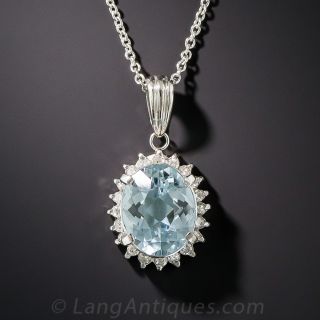 Platinum Aquamarine and Diamond Drop - 2