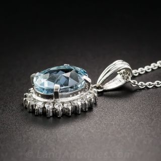 Platinum Aquamarine and Diamond Drop
