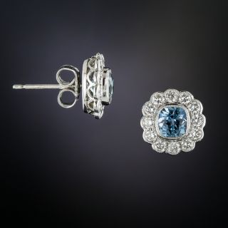 Platinum Aquamarine and Diamond Earrings