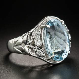 Platinum Aquamarine Diamond Ring