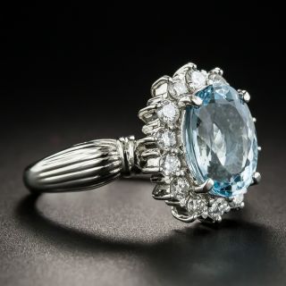 Platinum Aquamarine Diamond Ring