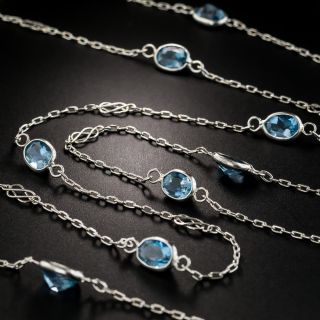 Platinum Aquamarine Infinity Necklace - 1