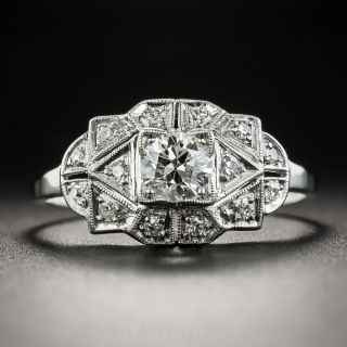 Platinum Art Deco .39 Carat Diamond Engagement Ring
