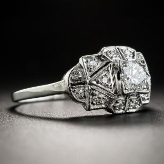 Platinum Art Deco .39 Carat Diamond Engagement Ring