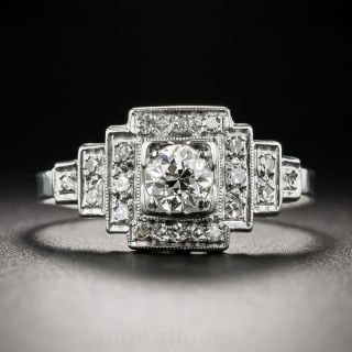 Platinum Art Deco .40 Carat Center Engagement Ring