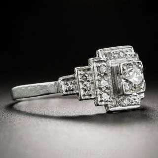 Platinum Art Deco .40 Carat Center Engagement Ring