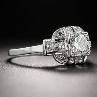 Platinum Art Deco .45 Carat Diamond Engagement Ring