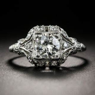 Platinum Art Deco .68 Carat Diamond Engagement Ring