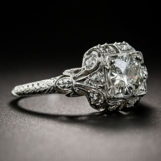 Platinum Art Deco .68 Carat Diamond Engagement Ring