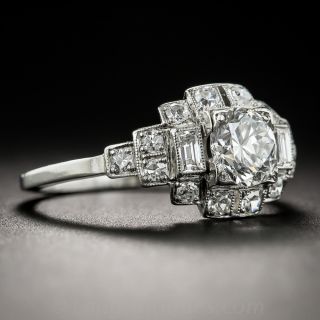 Platinum Art Deco .70 Carat Diamond Engagement Ring - GIA F VS2