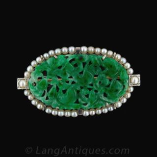 Art Deco Jade Brooch