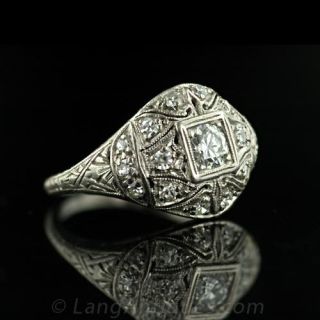 Platinum Art Deco Diamond Dome Ring